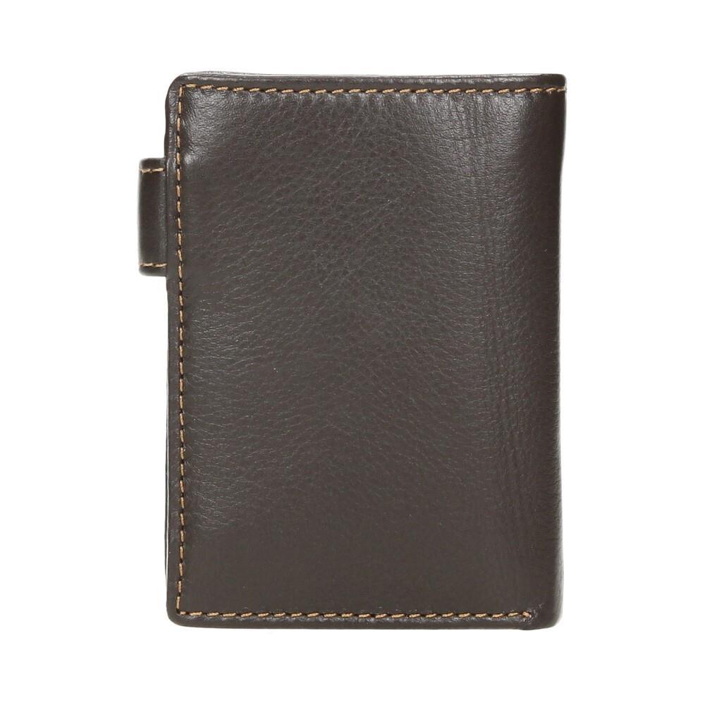 Vista posterior de cartera masculina J.L Piel fabricada en piel marrón de alta calidad con acabado clásico y elegante.