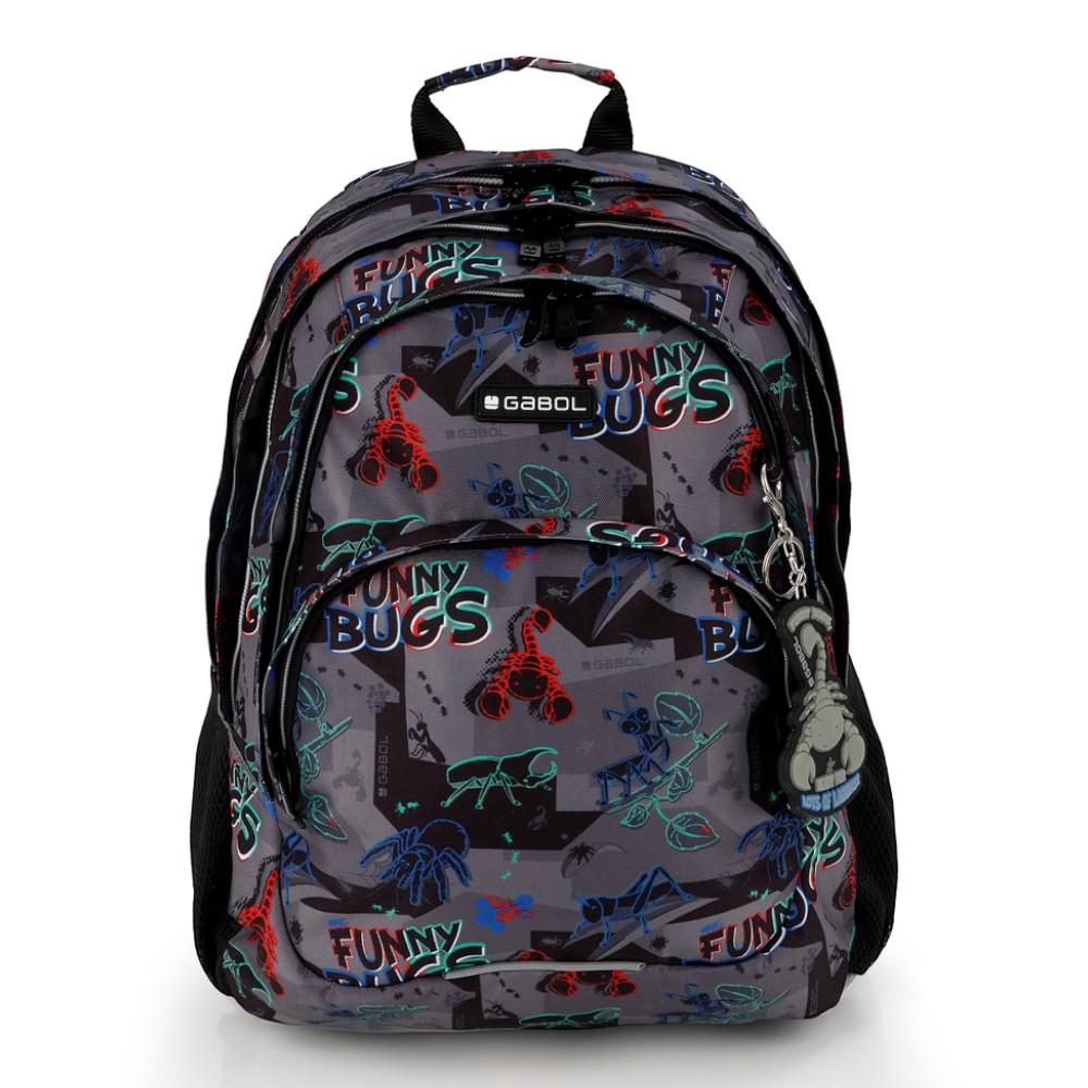 Mochila Escolar Gabol Bugs Insectos 3 Compartimentos