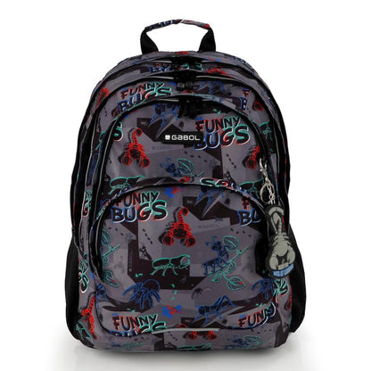 Mochila Escolar Gabol Bugs Insectos 3 Compartimentos