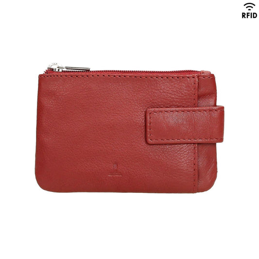 Monedero de Piel para Mujer J.L. Piel con Tarjetero y Llavero - Rojo