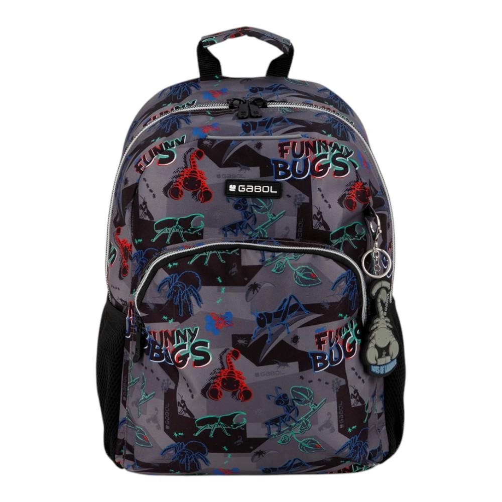 Mochila Escolar Pequeña Gabol Bugs Gris para 1º y 2º de Primaria