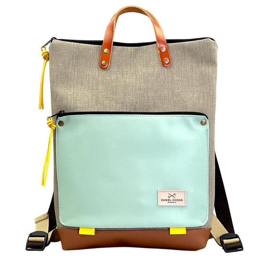 Mochila Book Holder Iconic Impermeable DZ Marrón y Agua Marina