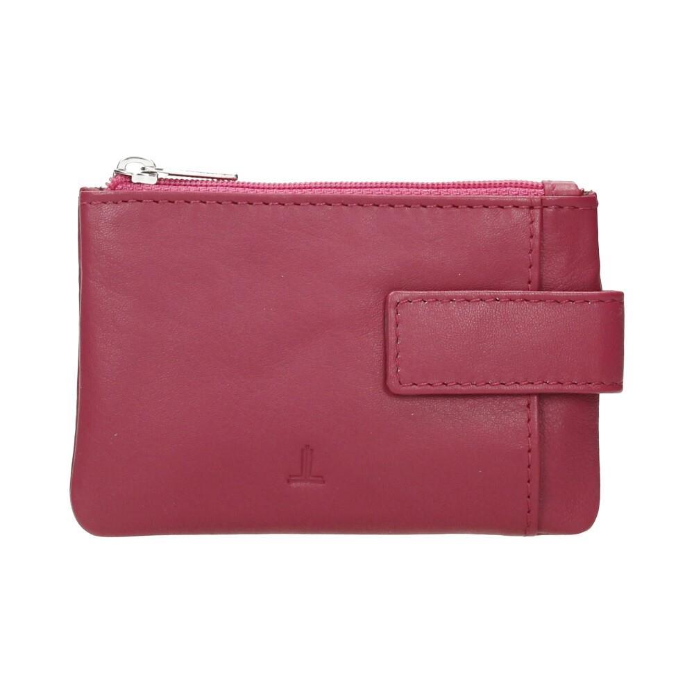 Monedero de Piel para Mujer J.L. Piel con Tarjetero y Llavero - Fucsia