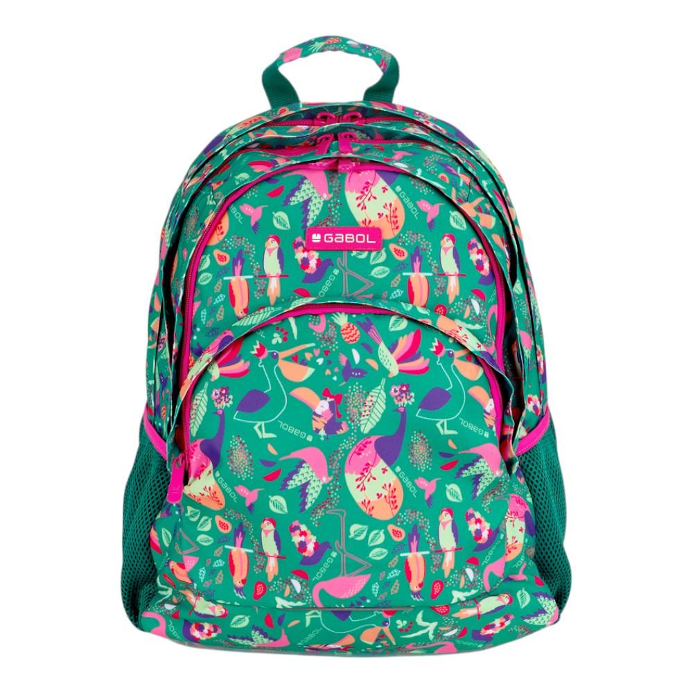 Mochila Escolar Gabol Vida Verde Estampada 3 Compartimentos