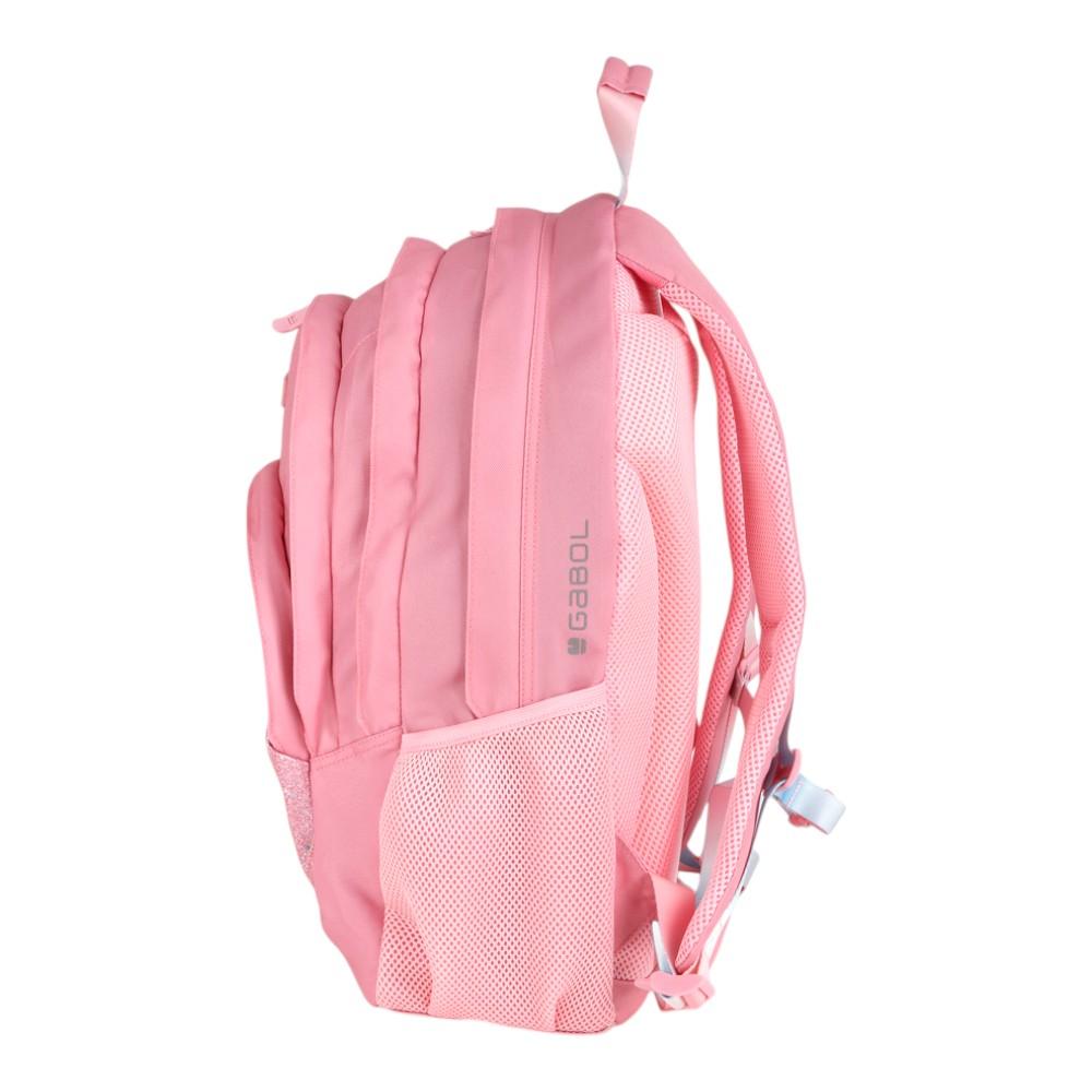 Mochila Escolar Gabol Glam Rosa con Glitter 3 Compartimentos