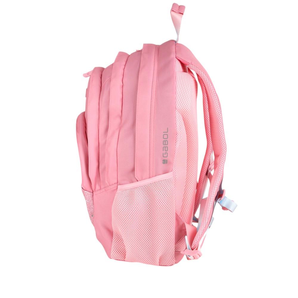 Mochila Escolar Gabol Glam Rosa con Glitter 3 Compartimentos