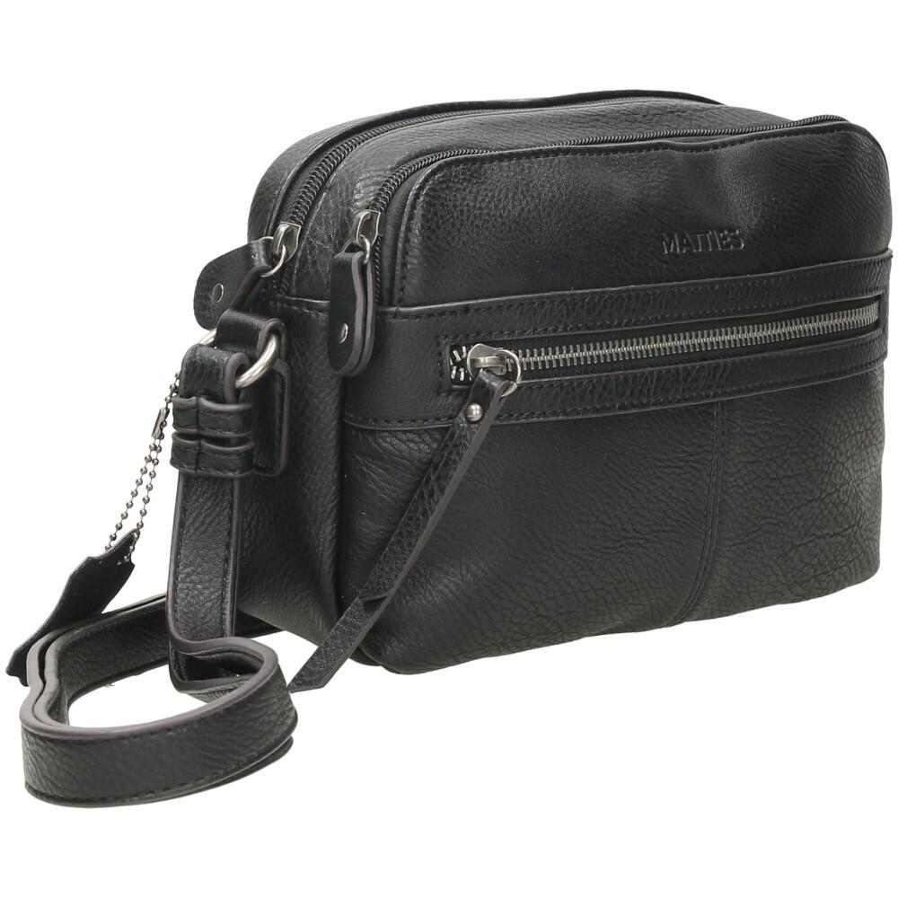 Bolso Bandolera Matties Classic Negro con Cremalleras