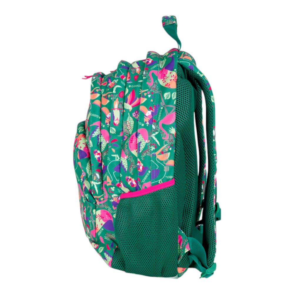 Mochila Escolar Gabol Vida Verde Estampada 3 Compartimentos