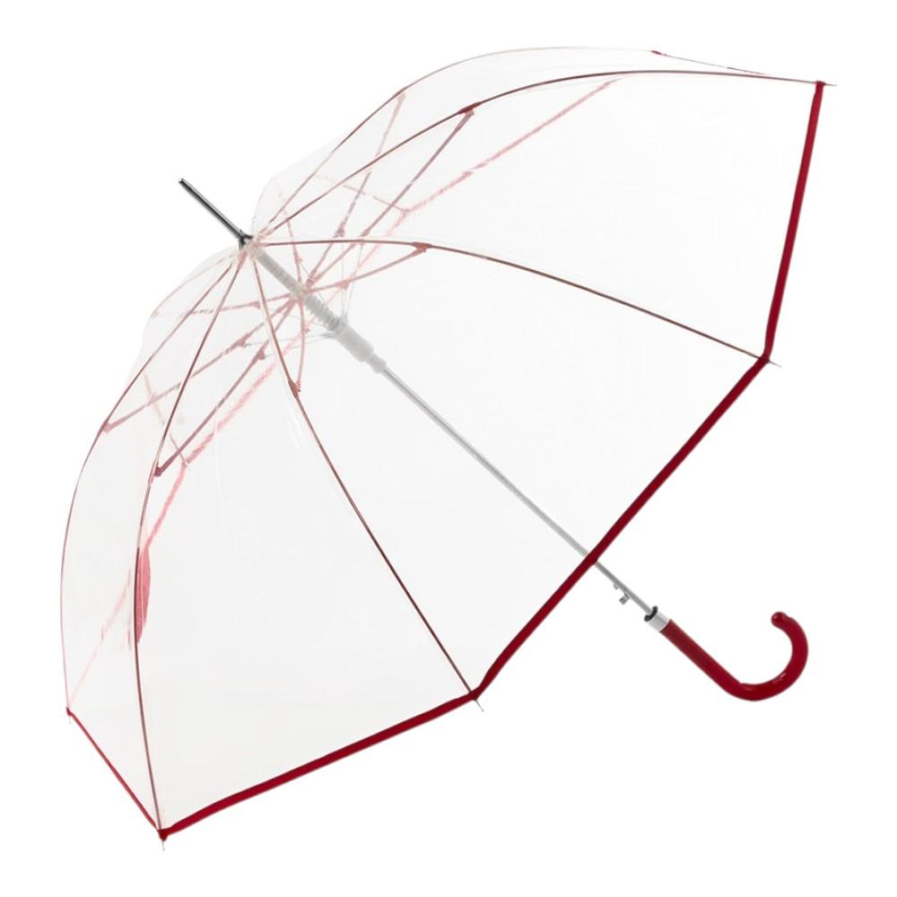 Paraguas Transparente Mujer Largo C-Collection Bright Rojo