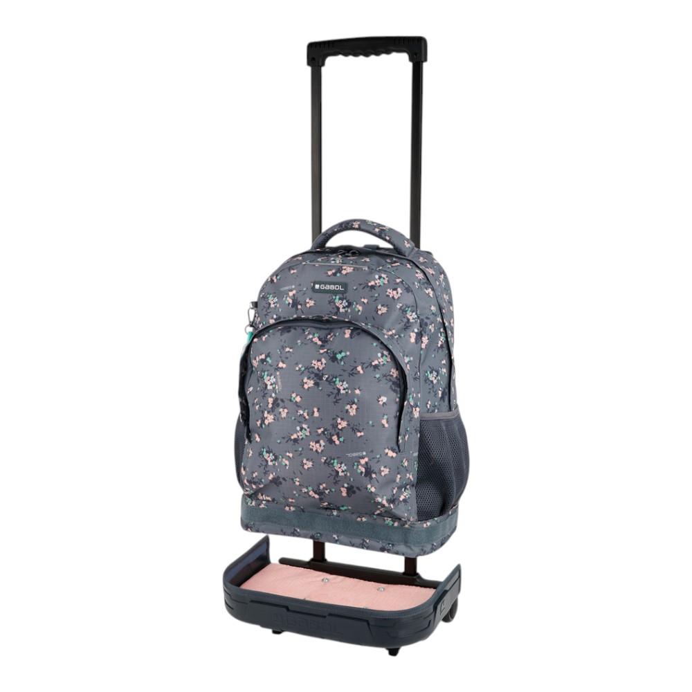 Mochila Escolar con Carro Desmontable Gabol Secret Gris para Niña