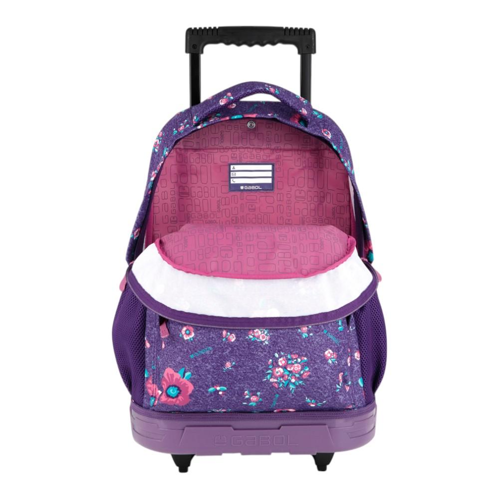 Mochila Escolar con Carro Gabol Lily Morada para Niña