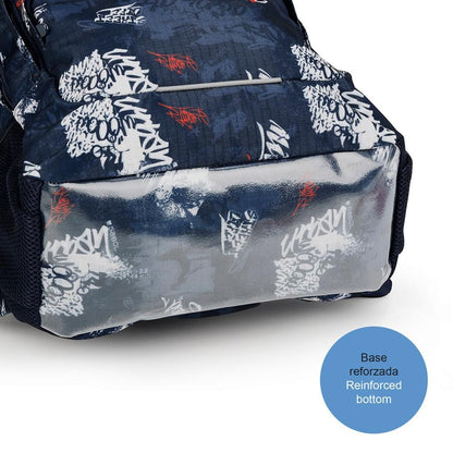 Mochila Escolar Gabol Dash Azul Marino Estampada 15,6"