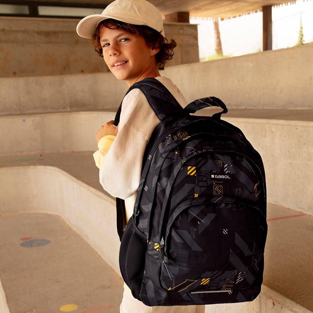 Mochila Escolar Gabol Byte Negra 3 Compartimentos
