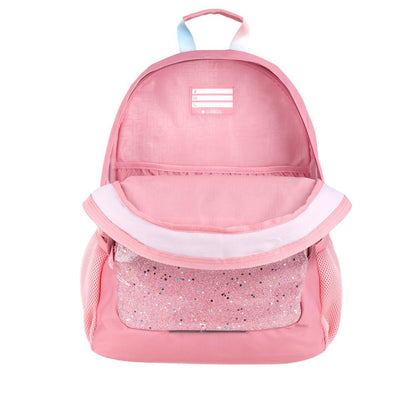 Mochila Escolar Gabol Glam Rosa con Glitter 3 Compartimentos