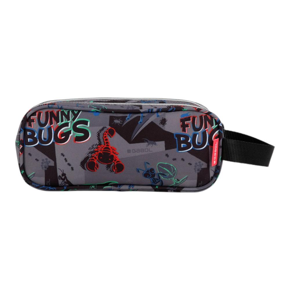 Estuche Triple Gabol BUGS Gris | Tres Compartimentos para Llevarlo Todo