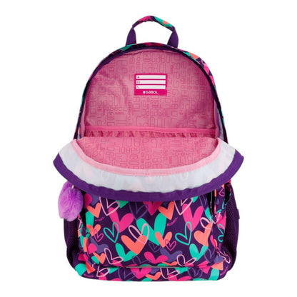 Mochila Escolar Gabol Kokoro Corazones 3 Compartimentos