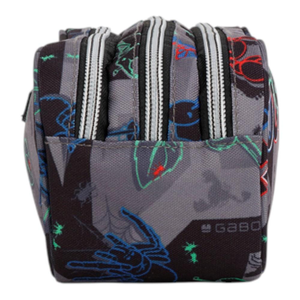 Estuche Triple Gabol BUGS Gris | Tres Compartimentos para Llevarlo Todo