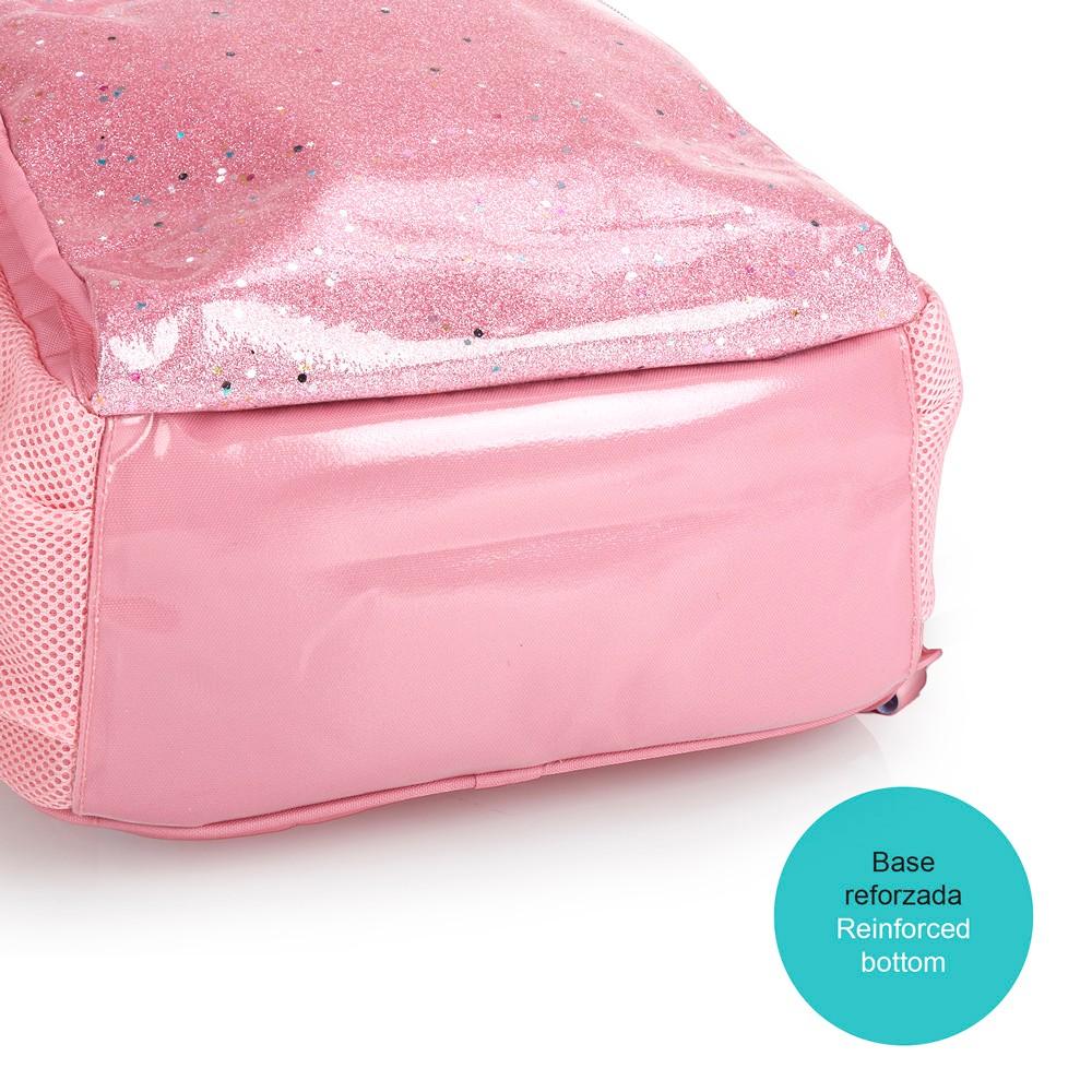 Mochila Escolar Gabol Glam Rosa Palo con Glitter para Niña 1º y 2º Primaria