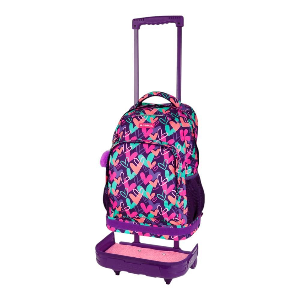 Mochila Escolar con Carro Desmontable Gabol Kokoro Fucsia para Niña