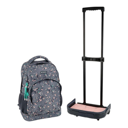 Mochila Escolar con Carro Desmontable Gabol Secret Gris para Niña