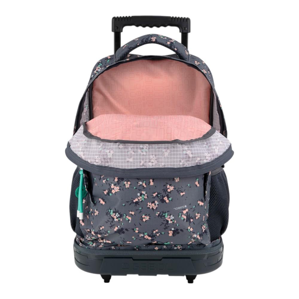 Mochila Escolar con Carro Desmontable Gabol Secret Gris para Niña