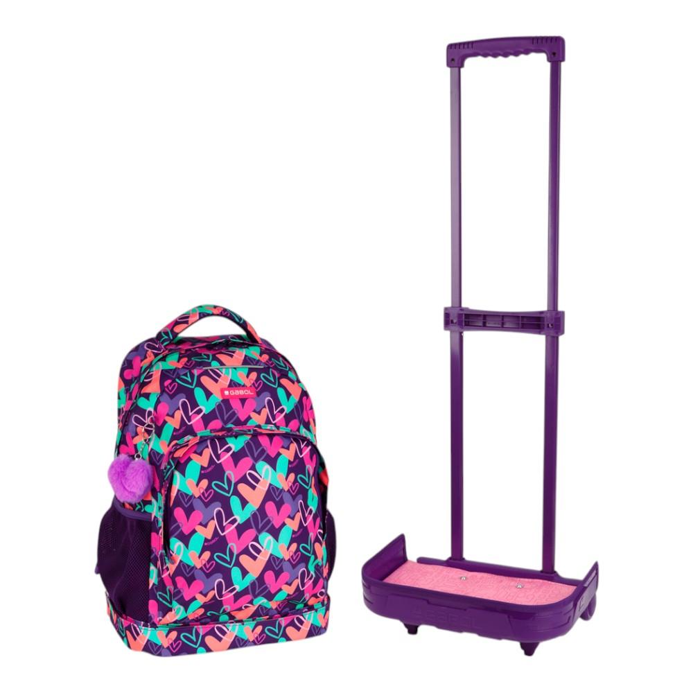 Mochila Escolar con Carro Desmontable Gabol Kokoro Fucsia para Niña