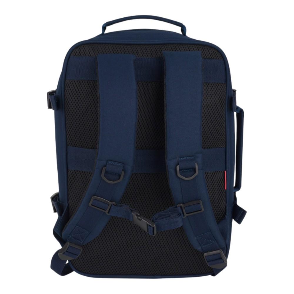 Parte trasera de la mochila Gabol Week con espalda acolchada, tirantes ajustables y cinta de pecho para viajar cómodamente.