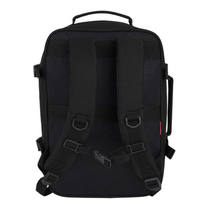 Vista posterior de la mochila Gabol Week negra con espalda acolchada, tirantes regulables y cinta de pecho, disponible en Luisipo.