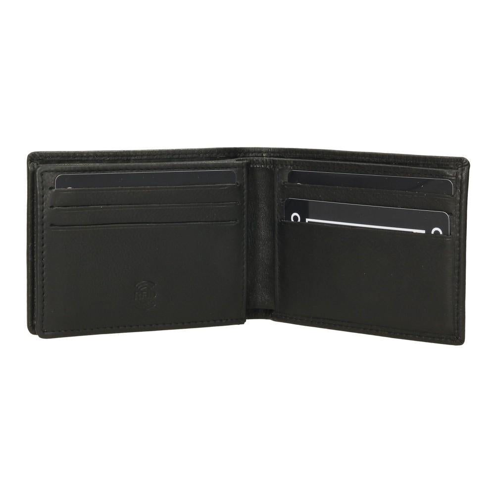 Interior de la cartera de piel Guardia Civil con capacidad para 6 tarjetas, compartimento para billetes y protección RFID integrada.