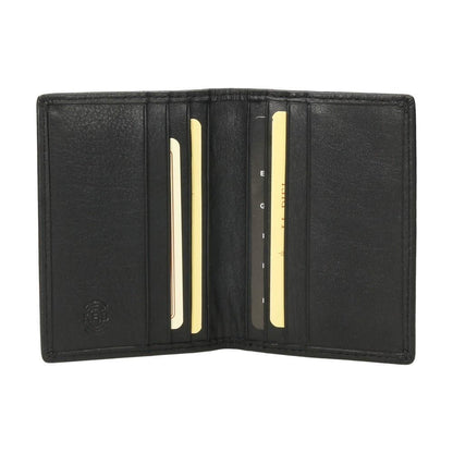 Vista interior del tarjetero J.L Piel mostrando las ranuras para tarjetas y su diseño completamente en piel, sin piezas de plástico.