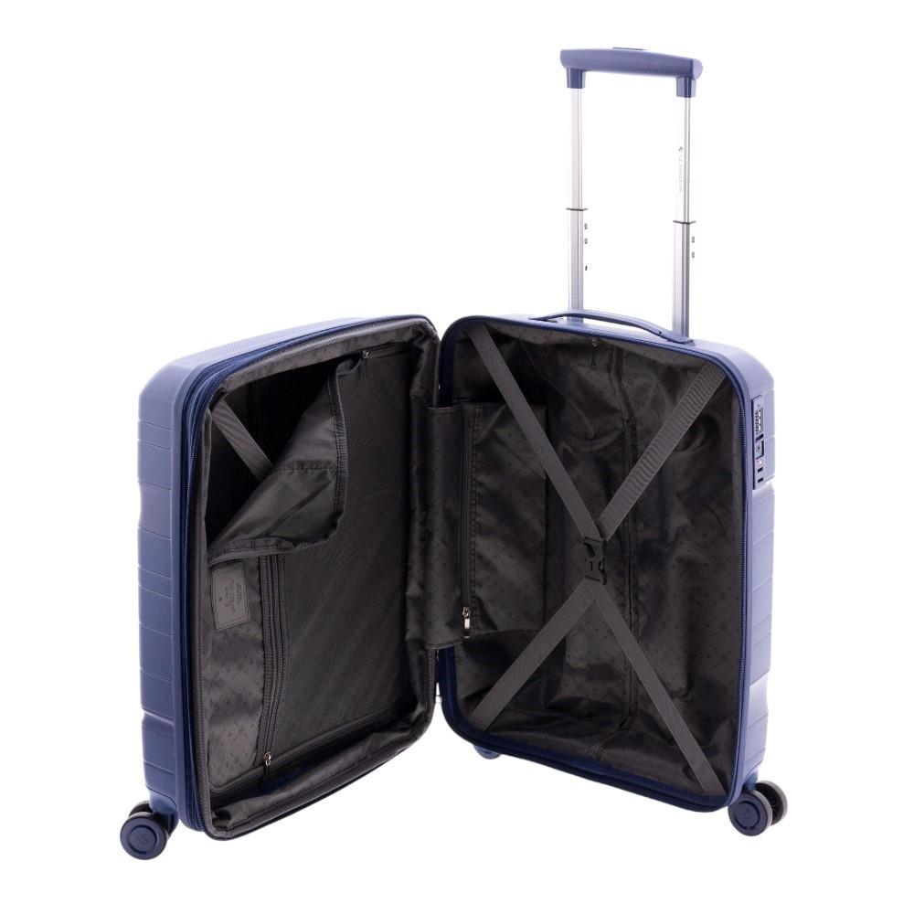 Interior de la maleta de cabina Boxing con separador de cremallera y cintas elásticas para organizar el equipaje.aleta De Cabina Boxing Gladiator