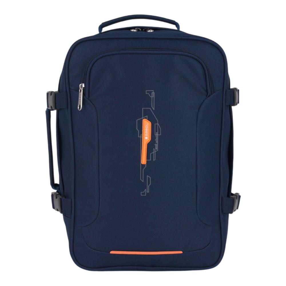 Mochila Gabol Week azul marino de 27 × 39 × 18 cm, formato compacto de 19 litros diseñado para viajar como equipaje de mano.