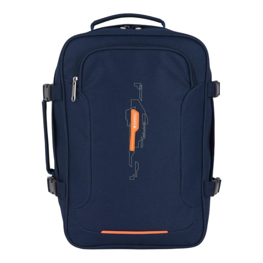 Mochila Gabol Week azul marino de 27 × 39 × 18 cm, formato compacto de 19 litros diseñado para viajar como equipaje de mano.