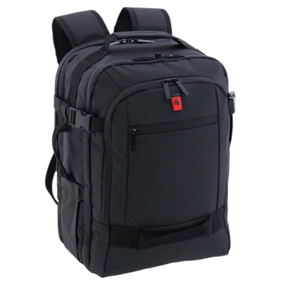 Vista frontal de la mochila bajo asiento Gladiator Artic en color negro, apta para Vueling y perfecta para viajar sin facturar.