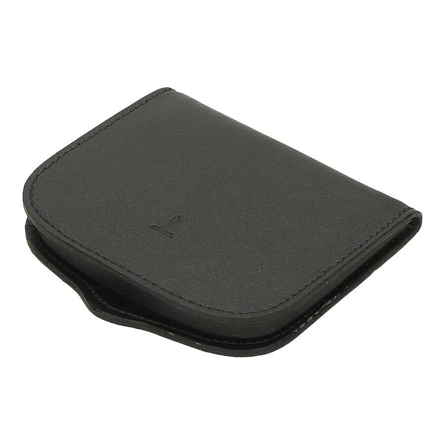 Vista exterior del monedero de tacón J.L Piel negro, fabricado artesanalmente en Ubrique con piel de calidad y disponible en Luisipo.