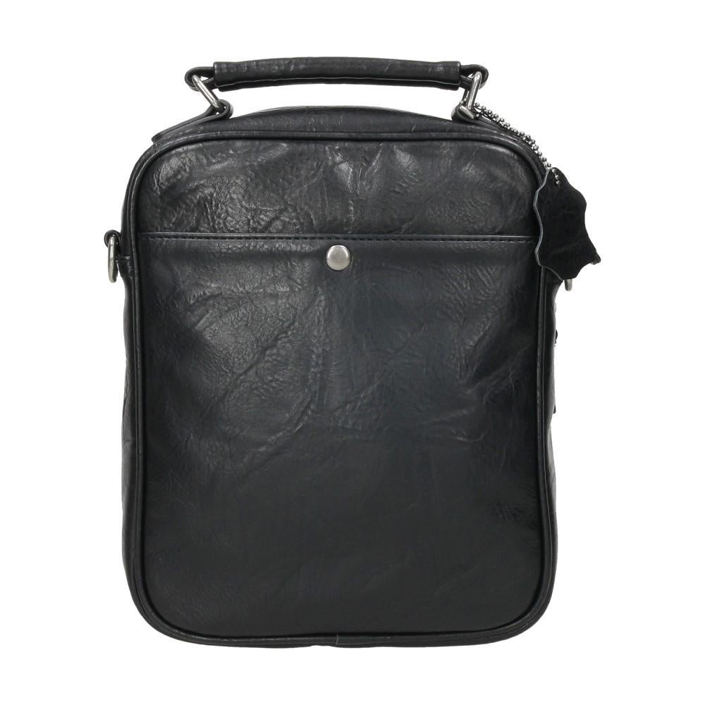 Vista posterior del bolso Matties Nappa negro mostrando el bolsillo trasero con cremallera y su diseño elegante y atemporal.