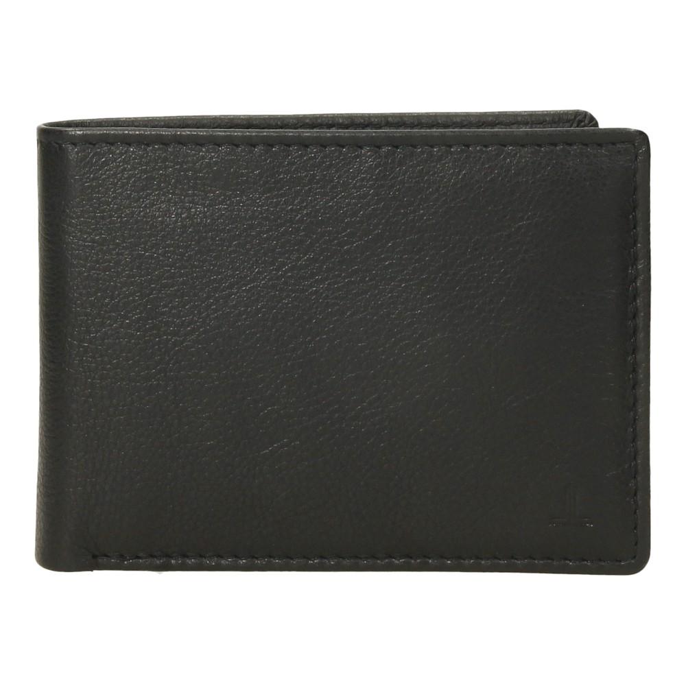 Vista posterior de la cartera de piel negra J.L Piel con acabado liso, diseño fino y fabricación en piel auténtica para un uso profesional.
