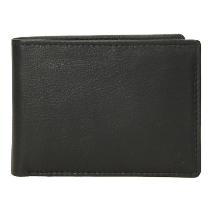 Vista posterior de la cartera de piel negra J.L Piel con acabado liso, diseño fino y fabricación en piel auténtica para un uso profesional.