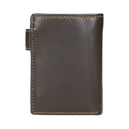 Vista posterior de cartera masculina J.L Piel fabricada en piel marrón de alta calidad con acabado clásico y elegante.