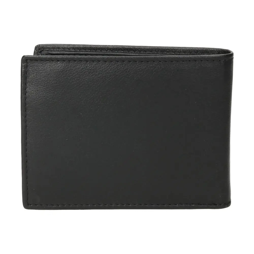 Vista posterior de cartera masculina J.L Piel fabricada íntegramente en piel negra de alta calidad.