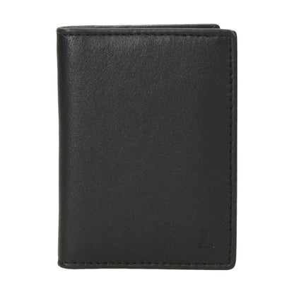 Vista frontal del tarjetero J.L Piel fabricado íntegramente en piel auténtica negra con diseño extrafino, capacidad para 8 tarjetas y protección RFID.