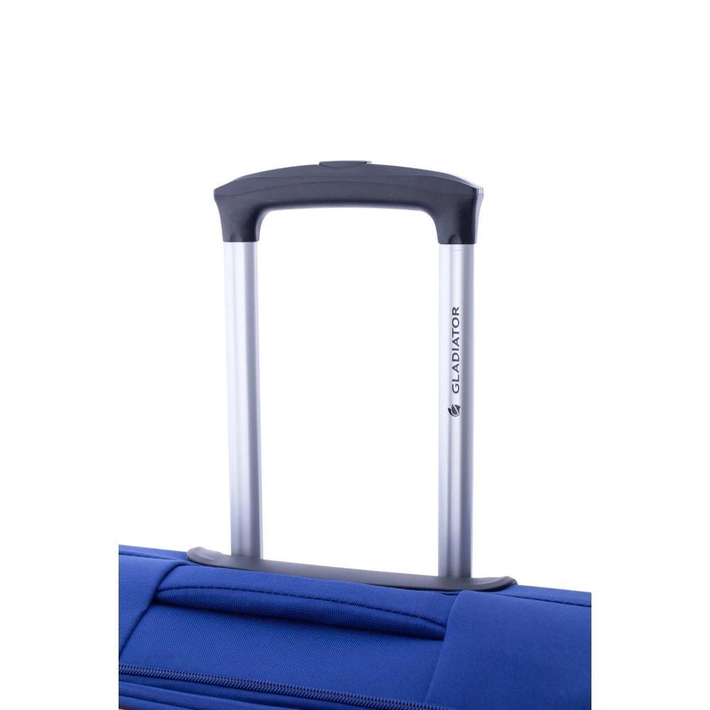 Detalle del asa y tirador telescópico de la maleta Gladiator 3D azul, disponible en Luisipo para viajes y escapadas.