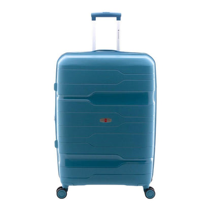 Vista frontal completa de la maleta Gladiator grande Boxing en azul blondy.