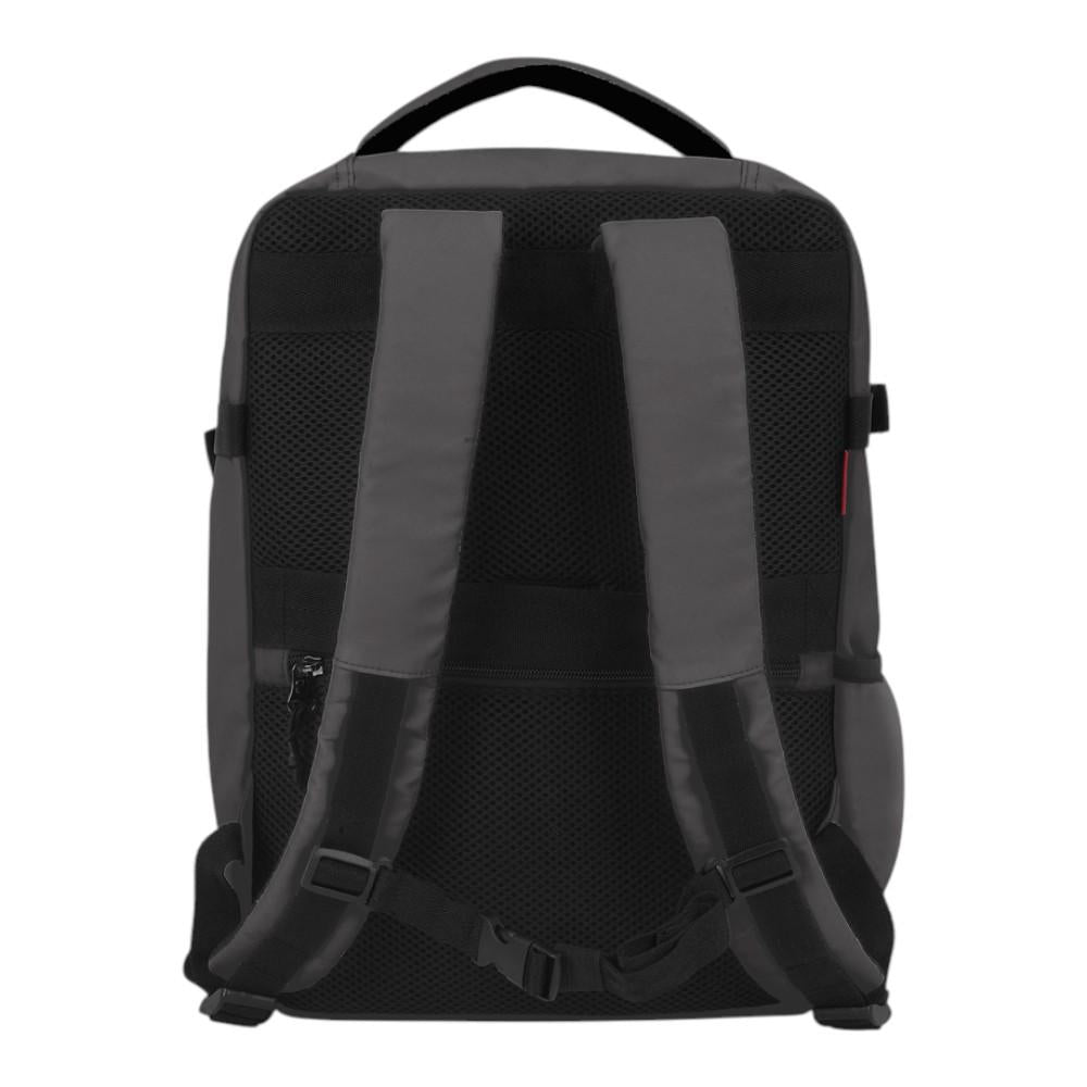 Vista trasera de la mochila Luisipo Gabol Vancouver gris con correas acolchadas y malla transpirable