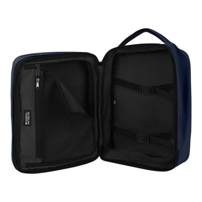 Interior de la mochila Luisipo Gabol Vancouver azul marino con compartimentos organizadores y cintas de sujeción