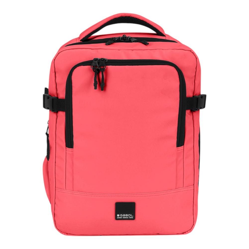 Mochila de viaje Luisipo Gabol Vancouver color coral, expandible, resistente al agua con compartimento para portátil.
