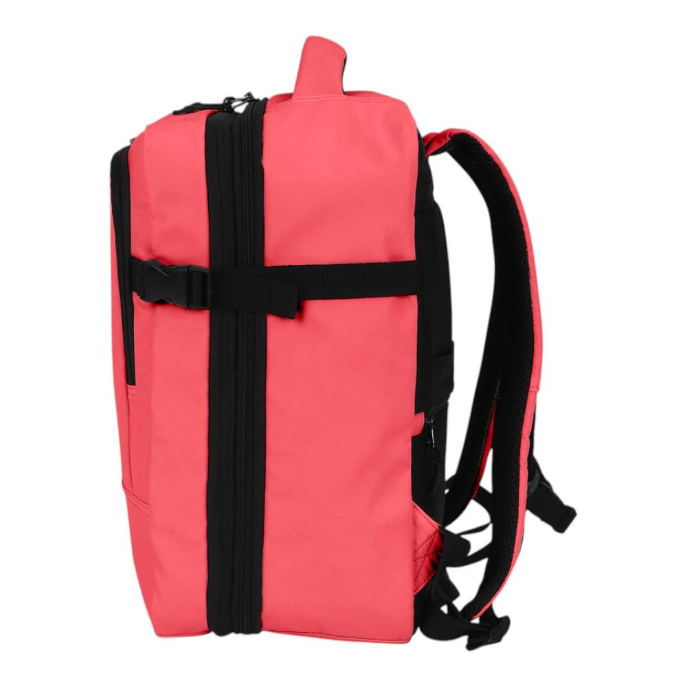 Mochila de viaje Luisipo Gabol Vancouver color coral, expandible, con compartimentos y correas ajustables.