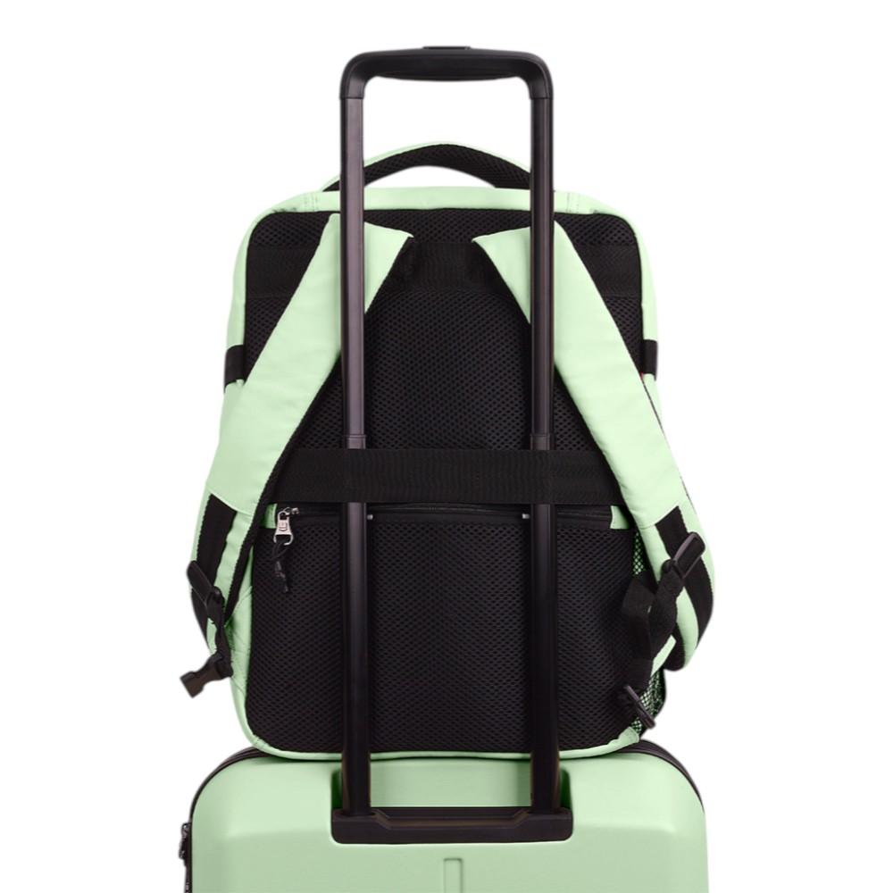 Mochila de viaje Luisipo Gabol Vancouver verde agua con cinta trasera para acoplar al asa de una maleta