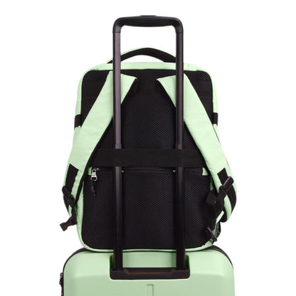 Mochila de viaje Luisipo Gabol Vancouver verde agua con cinta trasera para acoplar al asa de una maleta