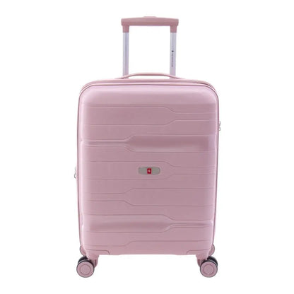 Maleta de cabina Boxing de Gladiator en rosa metalizado, fabricada en polipropileno flexible y muy ligero.